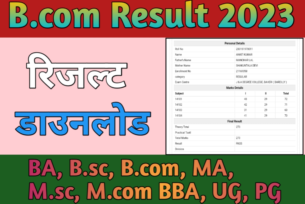 B.com 1st, 2nd, 3rd Year Result 2023